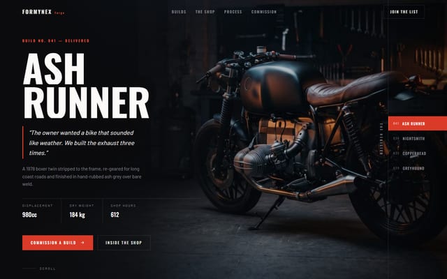 Forge — Bespoke Motorcycle Atelier — full preview — view 1 of 4